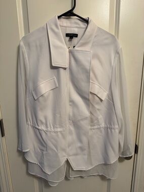 Lane Bryant White Layered Notch-Collar Jacket